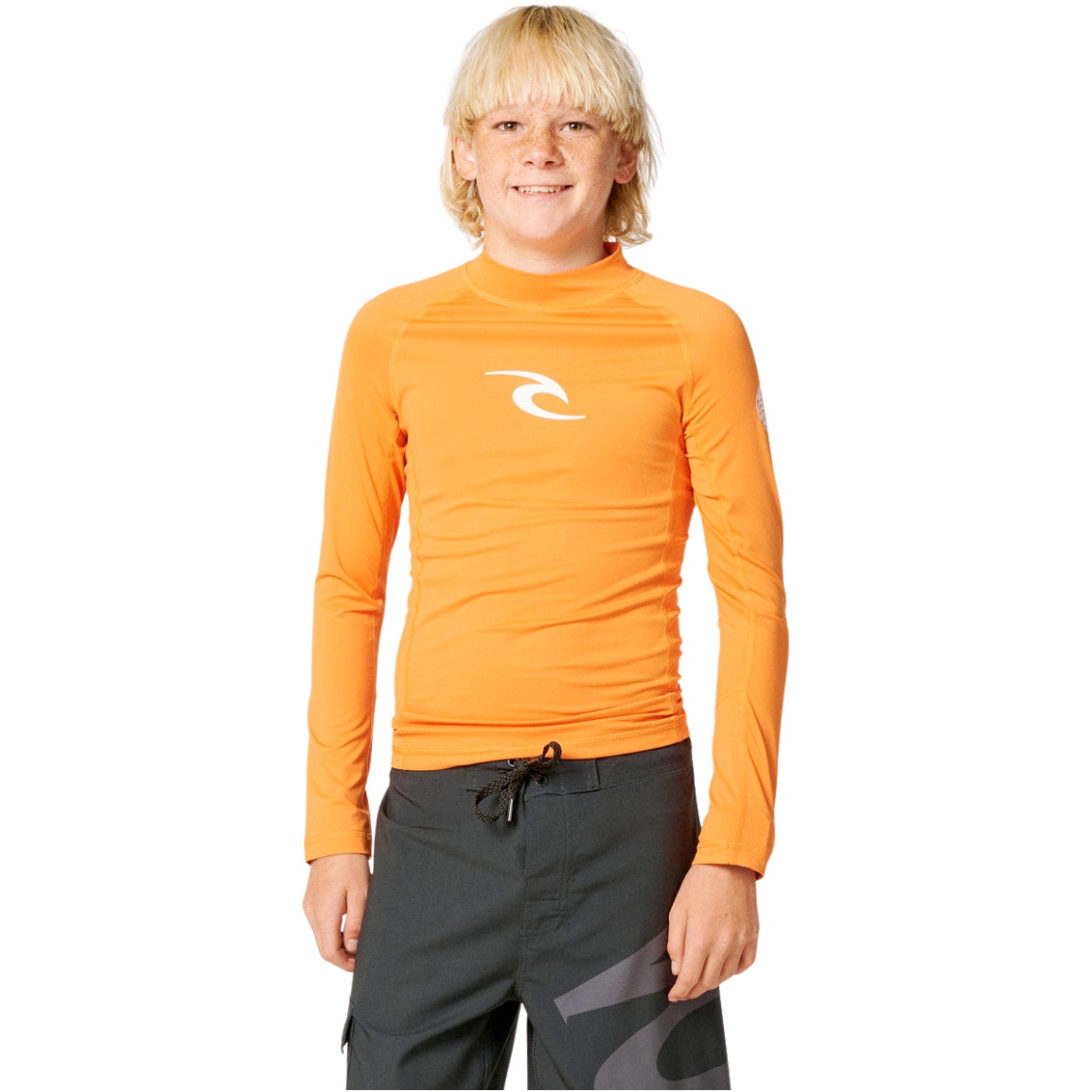 2026 Rip Curl Junior Waves UPF Long Sleeve Rash Vest 12VBRV - Vitamin C